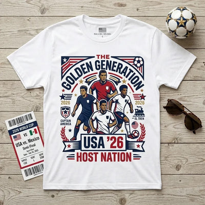 USA 2026 "The Golden Generation" Soccer Tee - Premium 5.3 oz Heavyweight Cotton