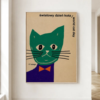 World Cat Day (Światowy Dzień Kota) Polish Poster Print - B1 68x98 cm