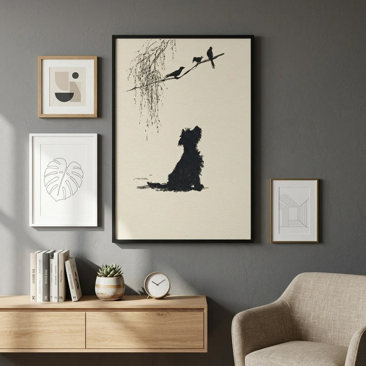 Minimalist Dog Wall Art Poster - Black Silhouette Scandinavian Pet Decor