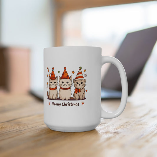 Cute Meowy Christmas Cat Mug 15 Oz