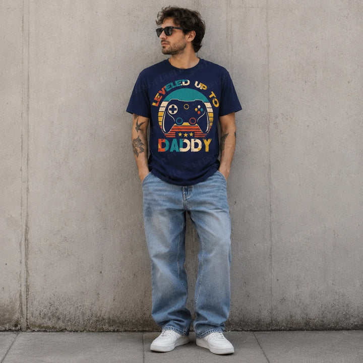 Leveled Up To Daddy Matching Gamer Shirts: Dad & Son, Baby Announcement