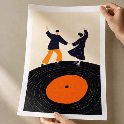 Dancing Couple Poster Print - Retro Vinyl Record Wall Art for Music Lovers