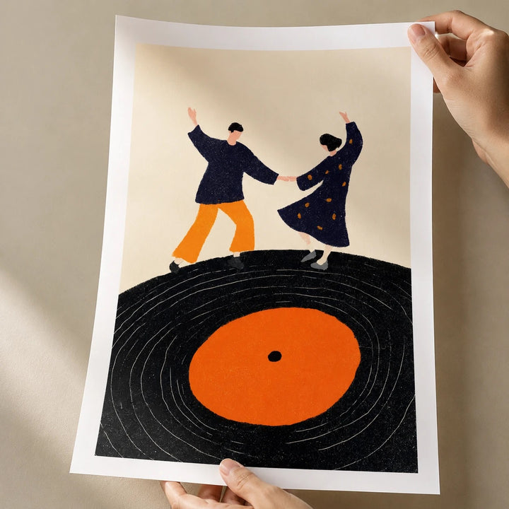 Dancing Couple Poster Print - Retro Vinyl Record Wall Art for Music Lovers