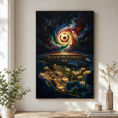 2026 Soccer Host Cities Map Poster - Vertical or Horizontal Wall Art