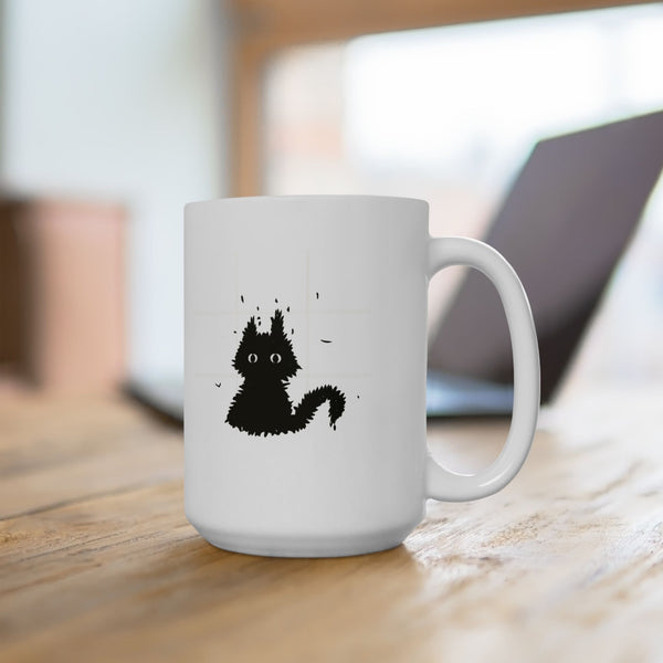 Adorable Scruffy Cat Ceramic Mug 15 Oz