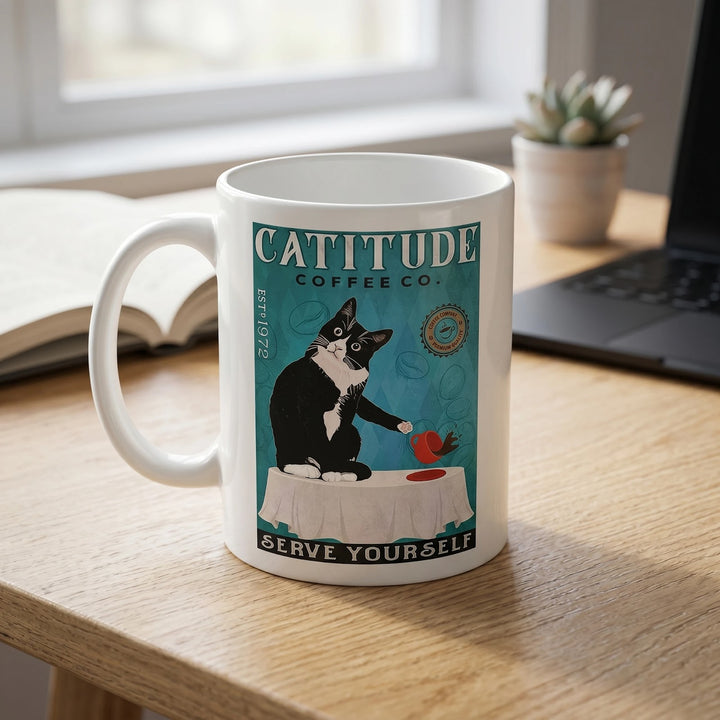 Personalized Retro Cat Coffee Mug - Funny Catitude Gift for Cat Moms