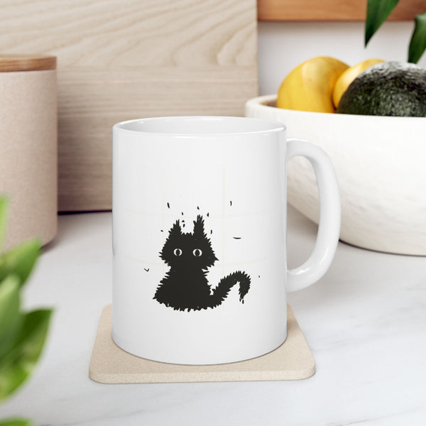 Adorable Scruffy Cat Ceramic Mug 11 Oz