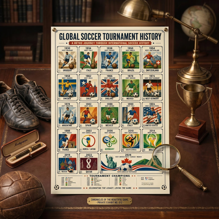 Retro Soccer Tournament History Poster | Premium Wall Art Decor