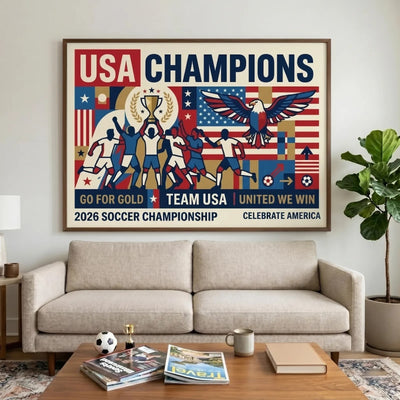 USA Soccer Champions 2026 Celebration Poster - Gallery-Grade Lustre Finis