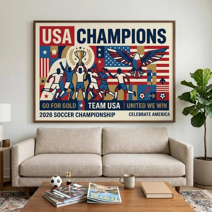 USA Soccer Champions 2026 Celebration Poster - Gallery-Grade Lustre Finis