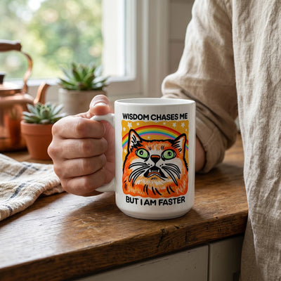 Funny Orange Cat Mug - Unhinged Humor Gift for Cat Lovers