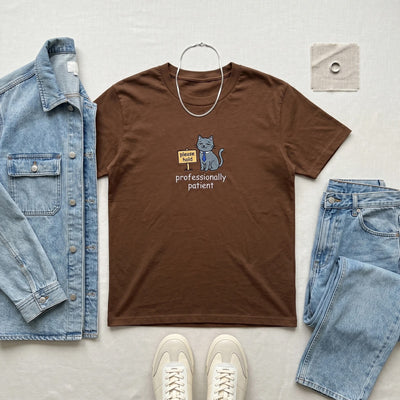 Professionally Patient Cat T-Shirt - Funny Office Job Gift for Coworker