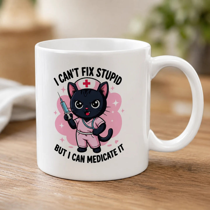 Nurse Cat Mug - Funny Black Cat Coffee Cup for Nurses