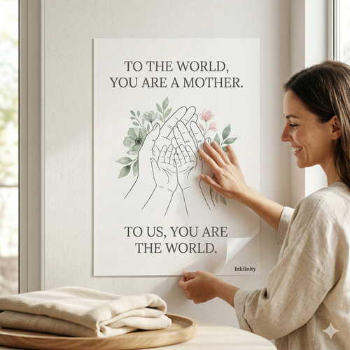 Personalized Mother's Day Poster: Custom Floral Line Art | Peel and Stick Wall Art