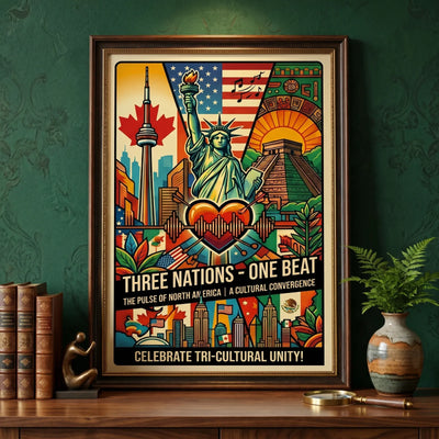 Three Nations One Beat Soccer Poster - Premium Lustre Satin Finish Wall Decor