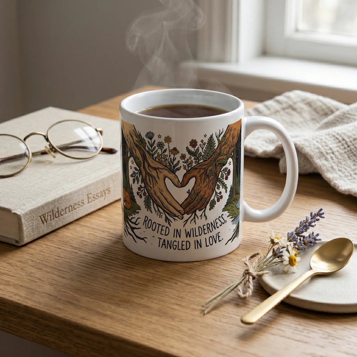 High-quality ORCA coated ceramic mug with unique nature heart illustration