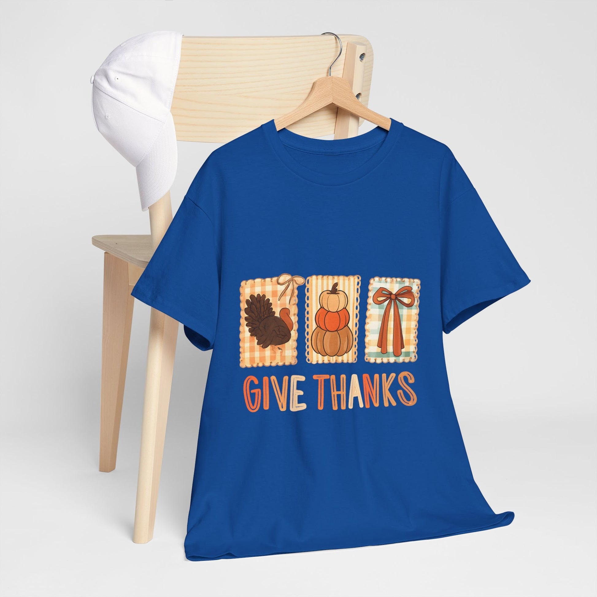 Comfort Colors Give Thanks Shirt, Coquette Thanksgiving Tee, Thankful Fall Shirt, Cute Pumpkin Gift Top  Front view