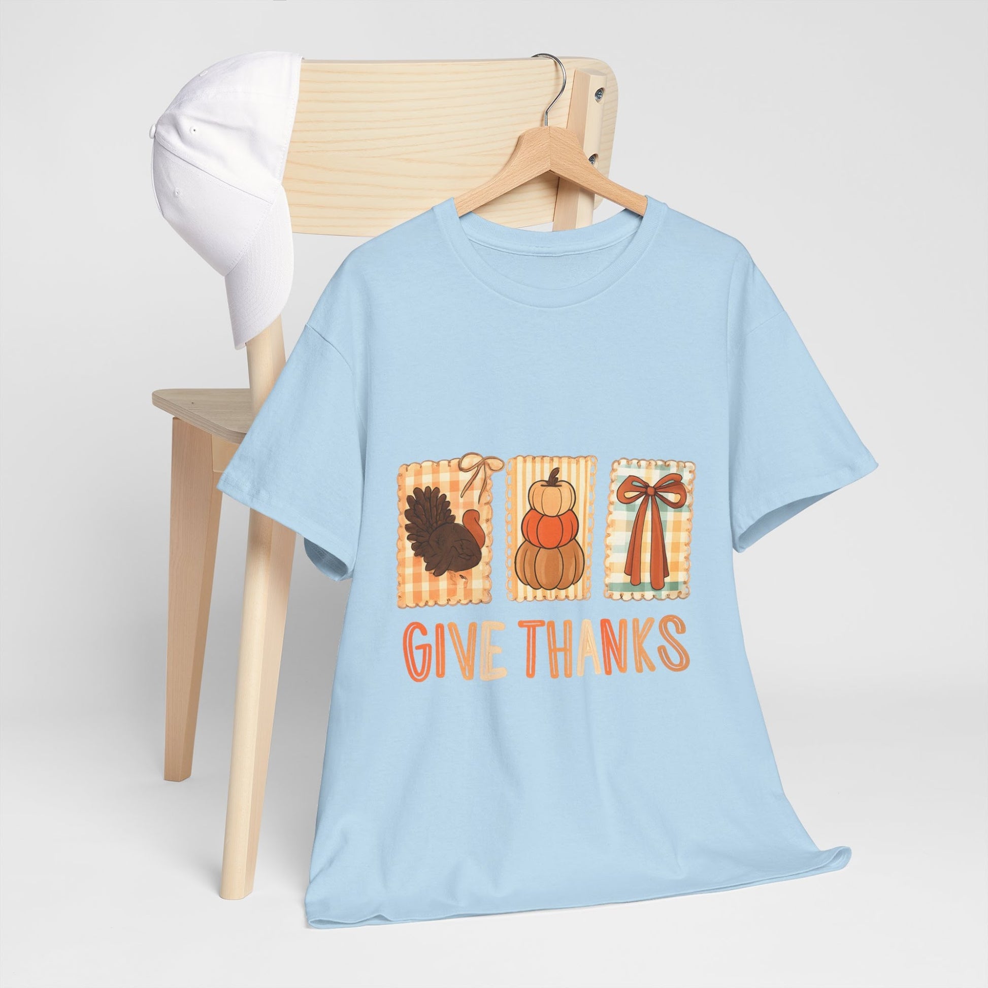 Comfort Colors Give Thanks Shirt, Coquette Thanksgiving Tee, Thankful Fall Shirt, Cute Pumpkin Gift Top  Back view