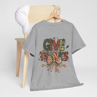 Thanksgiving Shirt, Give Thanks Tee, Fall Graphic T-Shirt, Comfort Colors Autumn Top, Thankful Gift Tee  Back view