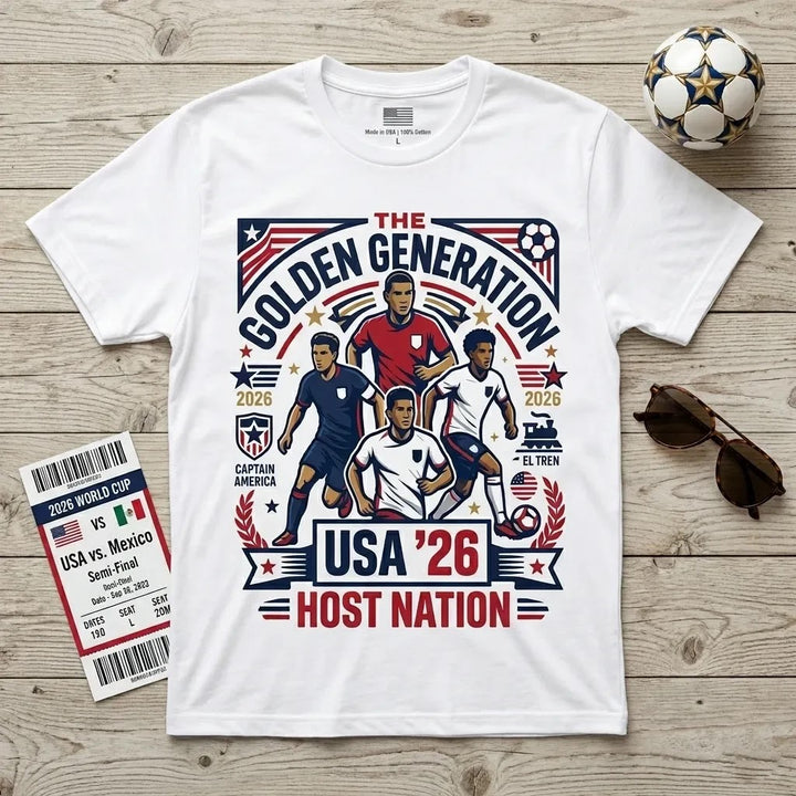 USA 2026 "The Golden Generation" Soccer Tee - Premium 5.3 oz Heavyweight Cotton