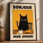 Le Chat Noir Poster - Bonjour Mon Amour Black Cat Art Print