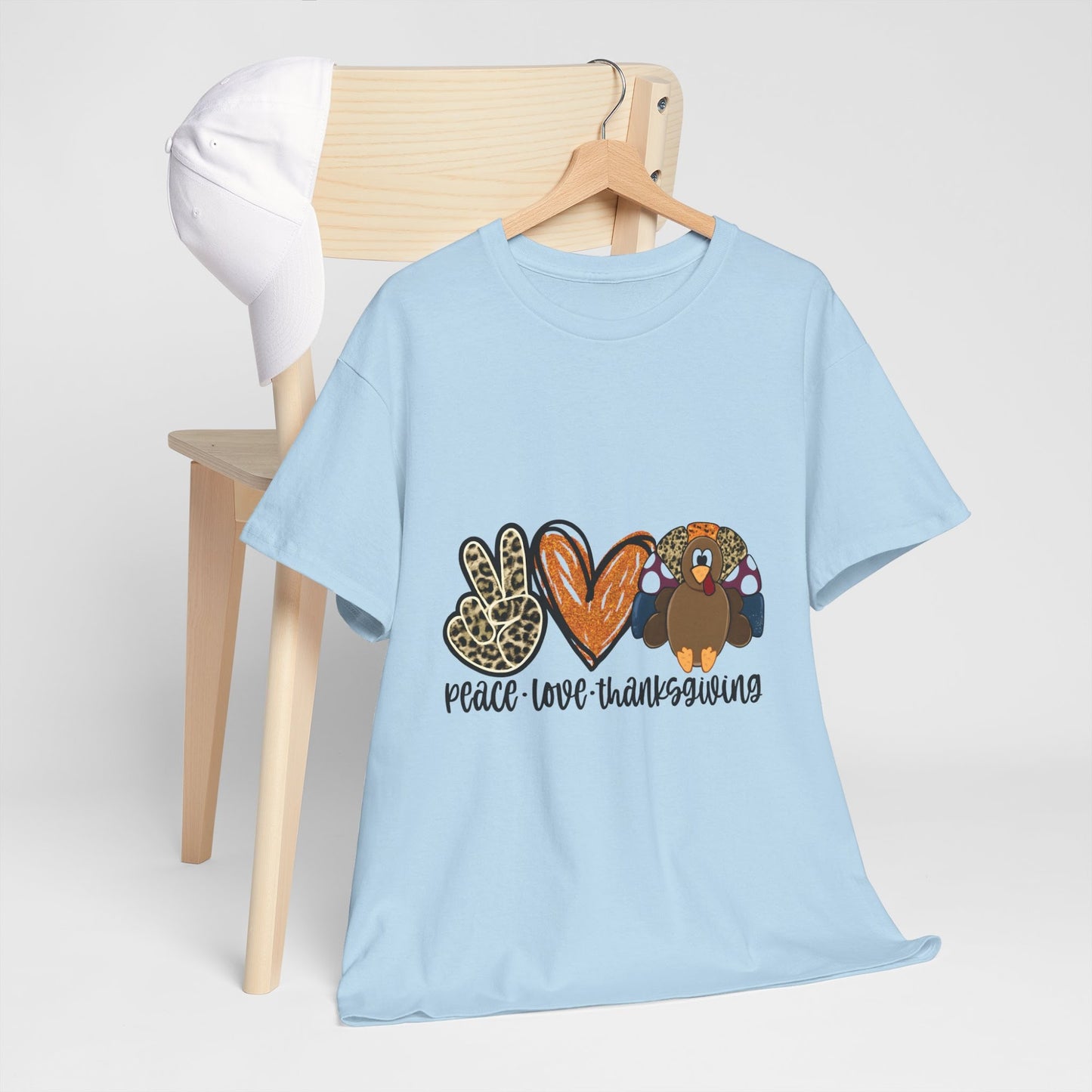 Peace Love Thanksgiving Shirt, Turkey Tee, Fall Season Top, Thanksgiving Family Shirt, Party Outfit  Back view