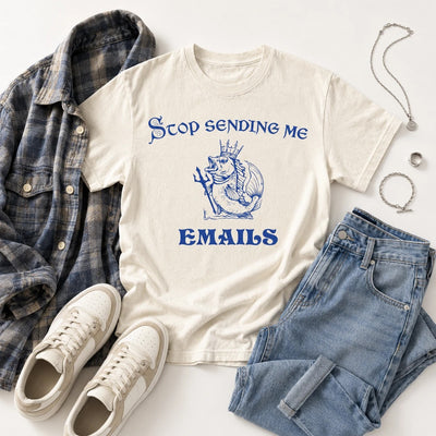 Stop Sending Me Emails Shirt - Funny Work T-Shirt, Vintage Fish Graph Tee, Coworker Gift