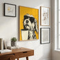 Funny Dog Wall Art Poster - Coffee Lover Kitchen Print with Sunglasses Dog