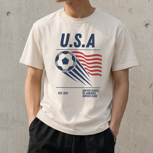 Retro USA Soccer Boxy Crop T-Shirt, 90s America Fan Tee