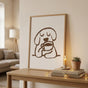 Minimalist Dog Drinking Coffee Print Poster