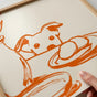 Peeking Dog Wall Art Poster - Minimalist Line Art in Terracotta & Beige
