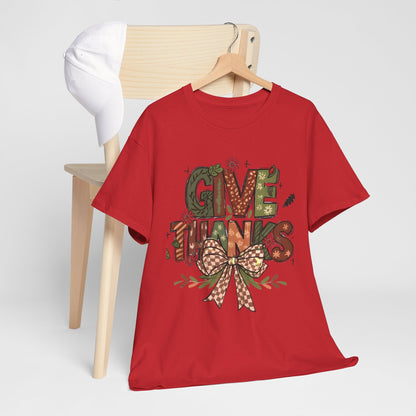 Thanksgiving Shirt, Give Thanks Tee, Fall Graphic T-Shirt, Comfort Colors Autumn Top, Thankful Gift Tee  Back view
