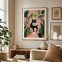 Funny Bathroom Poster - Vintage Cat Reading Newspaper Wall Art