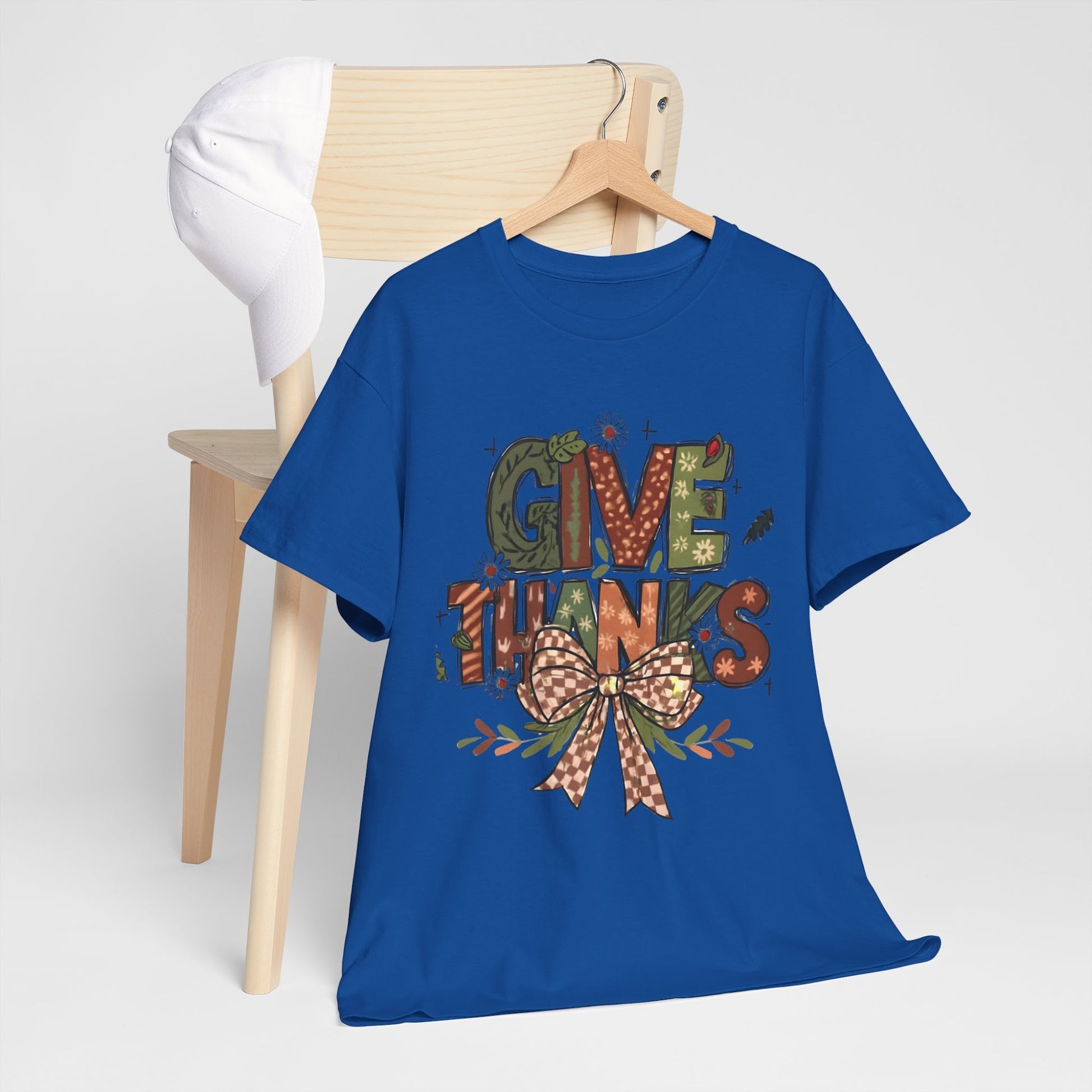 Thanksgiving Shirt, Give Thanks Tee, Fall Graphic T-Shirt, Comfort Colors Autumn Top, Thankful Gift Tee  Front view