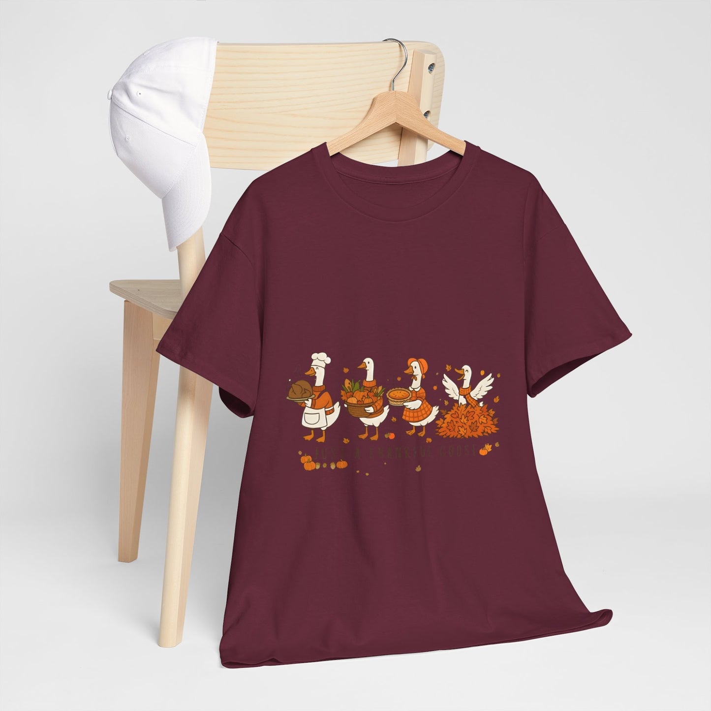 Just a Thankful Goose Shirt, Silly Goose Thanksgiving Tee, Comfort Colors Fall Sweatshirt, Thankful Gift Top  Front view