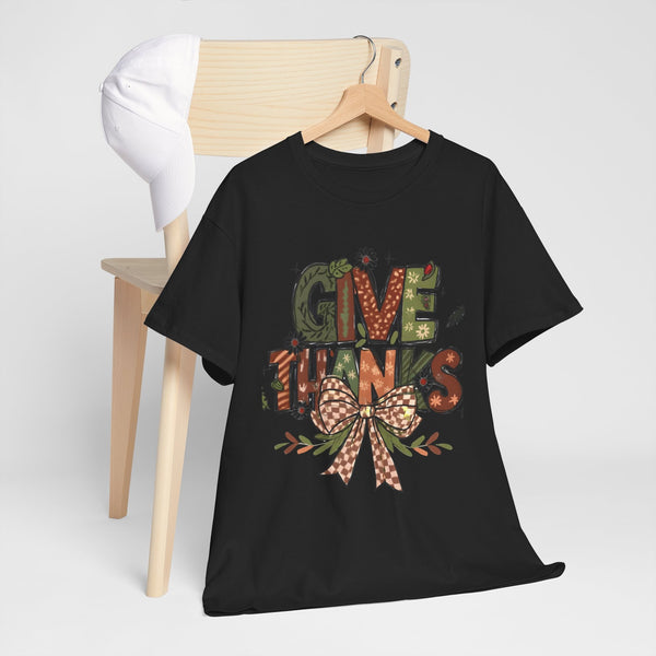 Thanksgiving Shirt, Give Thanks Tee, Fall Graphic T-Shirt, Comfort Colors Autumn Top, Thankful Gift Tee  Back view