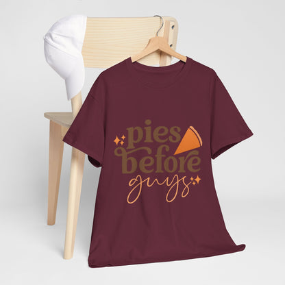 Pies Before Guys Tee Funny Pumpkin Fall Shirt  Front view