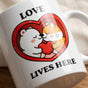 Personalized Couple Mug, Love Lives Here Coffee Cup Gift