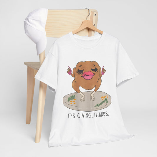 It’s Giving Thanks Shirt, Funny Thanksgiving Shirt, Meme Tee, Thanksgiving Gift Top  Front view