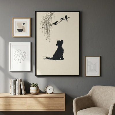 Minimalist Dog Wall Art Poster - Black Silhouette Scandinavian Pet Decor