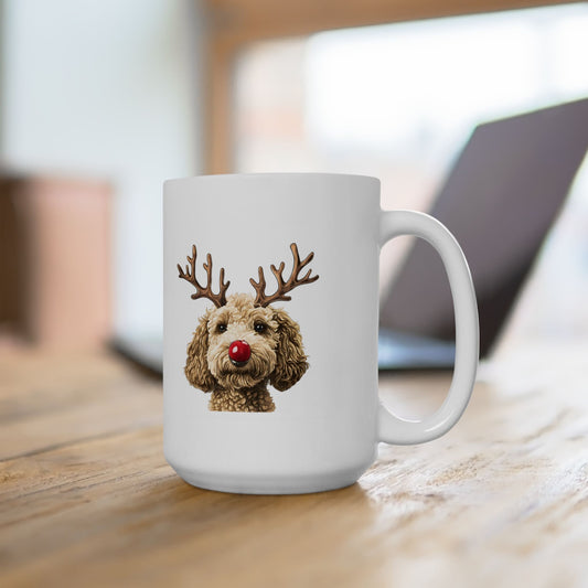 Cute Christmas Goldendoodle Coffee Mug 15 Oz