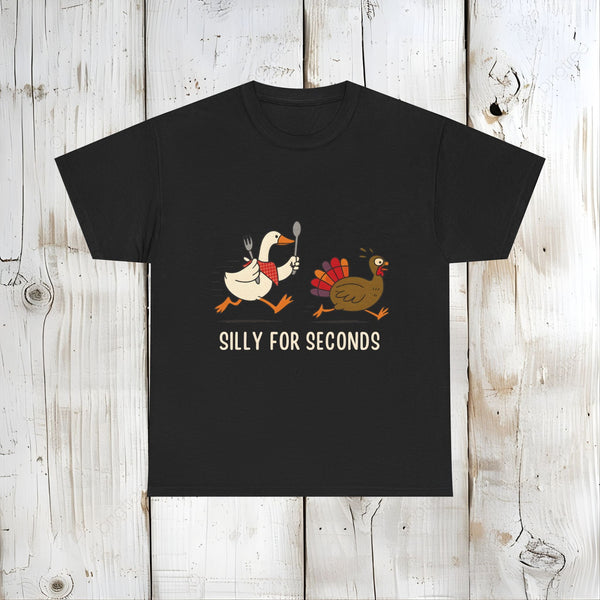 Funny Thanksgiving Shirt, Silly Goose Tee, Cute Turkey Shirt, Fall Dinner Top, Turkey Trot Autumn T-Shirt  Back view