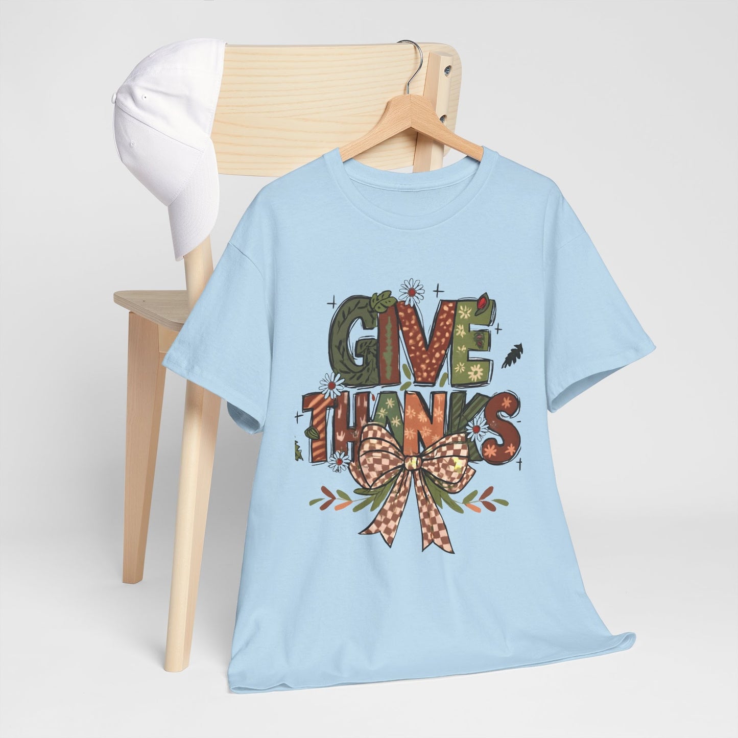 Thanksgiving Shirt, Give Thanks Tee, Fall Graphic T-Shirt, Comfort Colors Autumn Top, Thankful Gift Tee  Back view