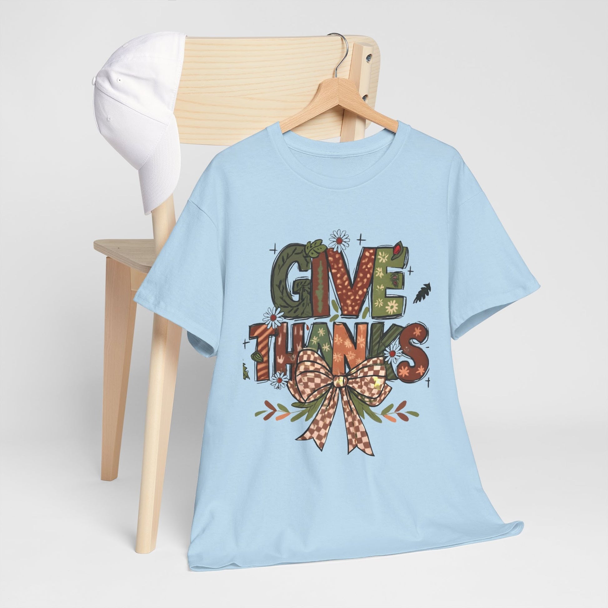 Thanksgiving Shirt, Give Thanks Tee, Fall Graphic T-Shirt, Comfort Colors Autumn Top, Thankful Gift Tee  Back view