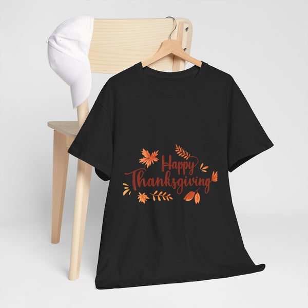 Happy Thanksgiving Unisex T-Shirt, Fall Festive Tee, Autumn Holiday Gift Shirt  Back view