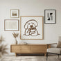 Minimalist Dog Drinking Coffee Print Poster