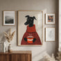 Dog Coffee Poster – Whippet Greyhound Wall Art in Cozy Turtleneck, Kitchen Coffee Bar Print