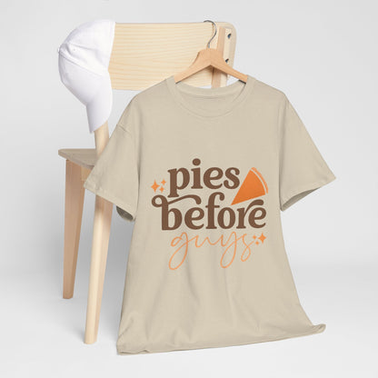 Pies Before Guys Tee Funny Pumpkin Fall Shirt  Front view