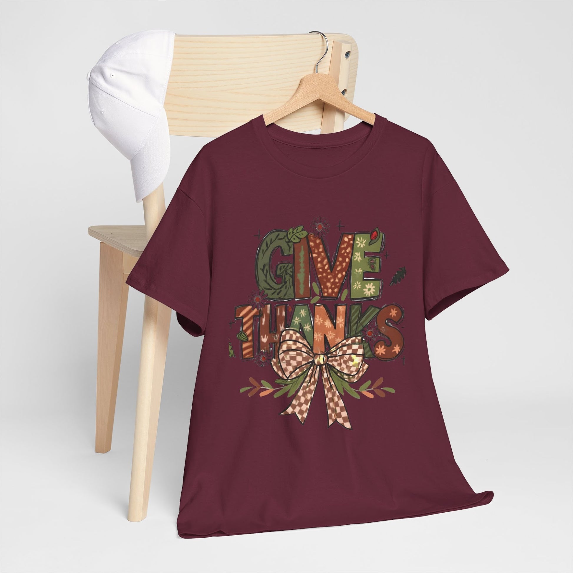 Thanksgiving Shirt, Give Thanks Tee, Fall Graphic T-Shirt, Comfort Colors Autumn Top, Thankful Gift Tee  Front view