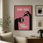 Funny Dog Bathroom Poster - Pink Minimal Wall Art Print for Dog Lovers